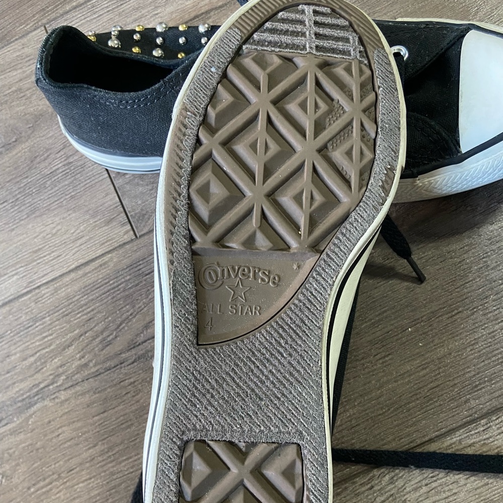 Black All Star Converse studded with silver and gold studs!